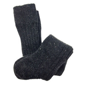 Garnet Hill 81% Cashmere Dark Charcoal Socks Mens Ribbed L Slightly Imperfect